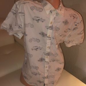 Lucky Brand hot rod shirt Ford Mustang pickup bike